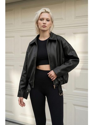Delpino Oversize Kadın Deri Ceket