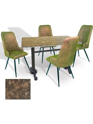 Dockers Çipa - Çırağan Mutfak Masa Takımı - 80X120 (Werzalit, Wermodin ve Allzalit Tabla) - (Karacabey Mermer - Kapiçino)