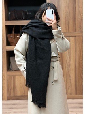 Vazıradk Siyah Düz Yumuşak Atkı