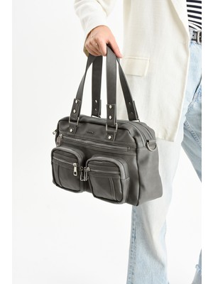 Mega Çanta Lizbon/yumuşak Deri Çok Bölmeli Kadın Kol Çantası