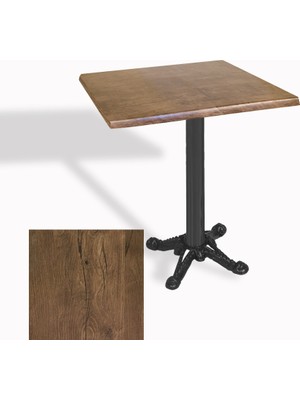 Dockers Çipa Döküm Ayak Kare Masa 60X60 cm - (Werzalit, Wermodin ve Allzalit Tabla) - Rustic Dark