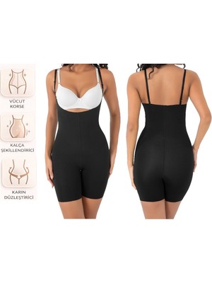 Bipamuk Kadın Tam Boy Askılı Korse Lazer Kesim Dikişsiz Tam Boy Korse Kıyafet Altında Iz Yapmaz