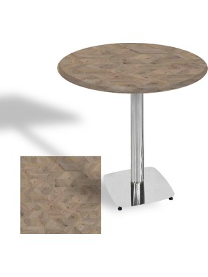 Dockers Tokyo Yuvarlak Masa (Kromnikel) Çap 90CM - (Werzalit, Wermodin ve Allzalit Tabla) - Edgy Wood