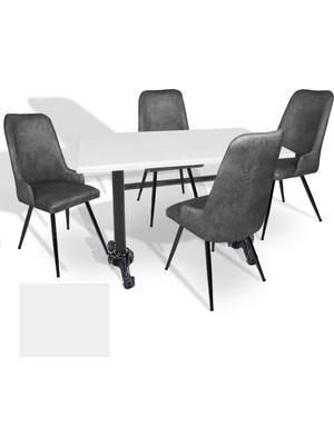 Dockers Çipa - Çırağan Mutfak Masa Takımı - 70X120 (Werzalit, Wermodin ve Allzalit Tabla) - (Beyaz - Füme)