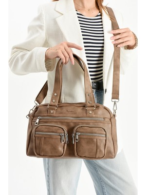 Mega Çanta Lizbon/yumuşak Deri Çok Bölmeli Kadın Kol Çantası