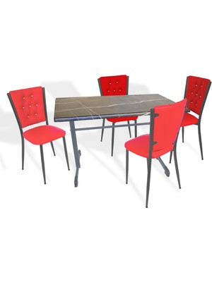 Dockers Halley - Kapitoneli Mutfak Masa Takımı - 80X140 (Werzalit, Wermodin Veya Allzalit Tabla) - Palazzo-Kırmızı