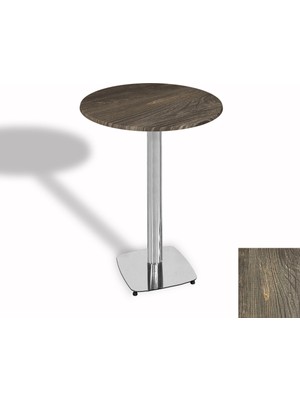 Dockers Bistro Masa Tokyo Kromnikel - (Werzalit, Wermodin ve Allzalit Tabla 60 cm Çap) - Old Pine