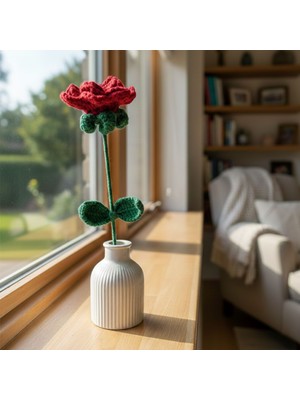 Uretti - Tuğba 9352 El Örgüsü Yapraklı Model Gül