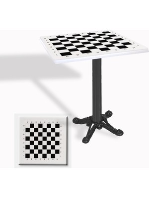 Dockers Çipa Döküm Ayak Kare Masa 70X70 cm - (Werzalit, Wermodin ve Allzalit Tabla) - Satranç Beyaz