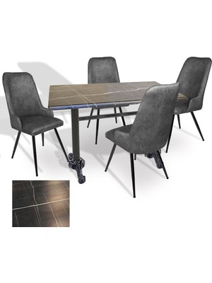 Dockers Çipa - Çırağan Mutfak Masa Takımı - 80X120 (Werzalit, Wermodin ve Allzalit Tabla) - (Palazzo - Füme)