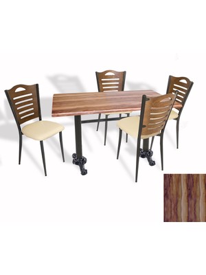 Dockers Çipa Döküm Ayak - Papelli Sandalye Mutfak Masa Takımı (Werzalit, Wermodin ve Allzalit Tabla) - Indianawood - Krem - 70X120