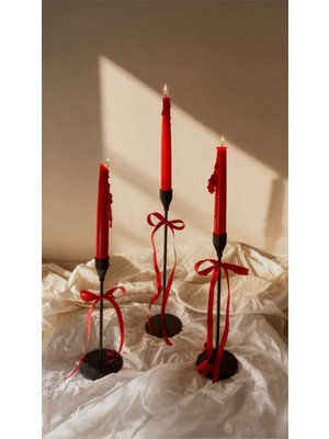 Lumieri Home Candle El Yapımı Dekoratif Soya Wax Mum – Şamdanlık Mum Kırmızı 3’lü 20 cm