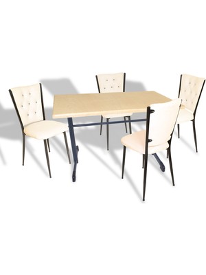 Dockers Halley - Kapitoneli Mutfak Masa Takımı - 80X120 (Werzalit, Wermodin Veya Allzalit Tabla) - Akçaağaç-Krem