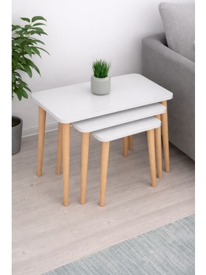 Pratico Napoli 3'lü Zigon Sehpa Beyaz