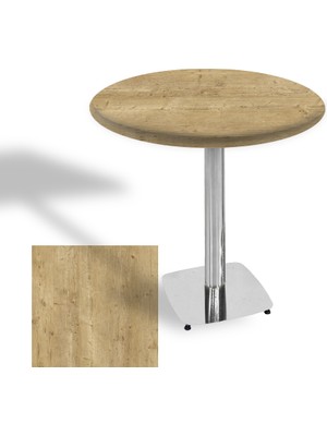 Dockers Tokyo Yuvarlak Masa (Kromnikel) Çap 90CM - (Werzalit, Wermodin ve Allzalit Tabla) - Avalon Pine