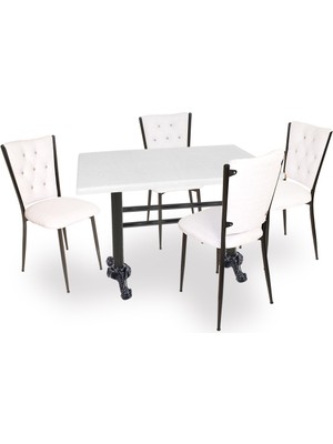 Dockers Çipa - Kapitoneli Mutfak Masa Takımı - 80X140 (Werzalit, Wermodin ve Allzalit Tabla) - Beyaz