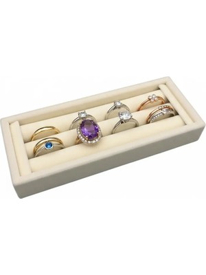 Megass Dekor Süet Kumaş Krem Renk 18 / 7 cm Sosis Içi Yüzük Standı