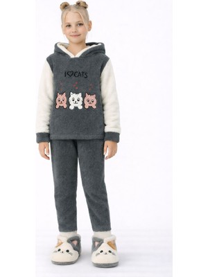 Kız Çocuk Polar Welsoft Pijama Takımı – Soğuk Günler Için Sıcak Tutucu Yumuşak Kumaş 42582 Yeşil