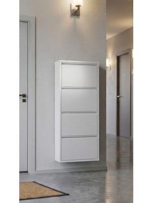 Dörtlü Metal Ayakkabılık Premium Beyaz