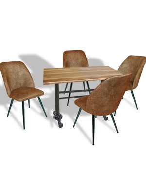 Dockers Çipa - Nilüfer Mutfak Masa Takımı - 80X120 (Werzalit, Wermodin ve Allzalit Tabla) - Indiana Wood - Kahve