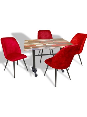 Dockers Çipa - Nilüfer Mutfak Masa Takımı - 70X120 (Werzalit, Wermodin ve Allzalit Tabla) - Red Wood - Bordo