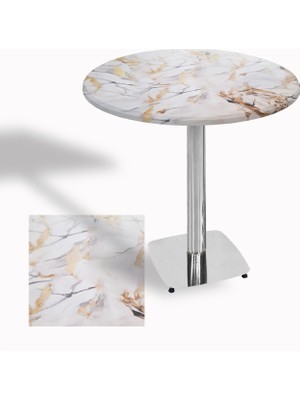 Dockers Tokyo Yuvarlak Masa (Kromnikel) Çap 60CM - (Werzalit, Wermodin ve Allzalit Tabla) - Gold