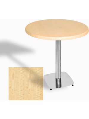 Dockers Tokyo Yuvarlak Masa (Kromnikel) Çap 80CM - (Werzalit, Wermodin ve Allzalit Tabla) - Akçaağaç