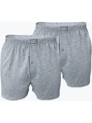 Malabadi Erkek Gri 2 Li Paket Geniş Kalıp %100 Pamuk Boxer 024