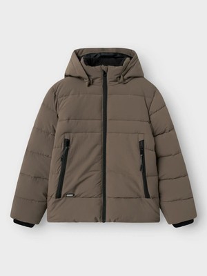 Name It Kıds Nkmmelvın Puffer Uzun Kol Çocuk Mont Erkek Çocuk Düz Desenli Midi Model