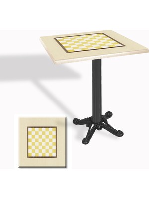 Dockers Çipa Döküm Ayak Kare Masa 80X80 cm - (Werzalit, Wermodin ve Allzalit Tabla) - Satranç Krem