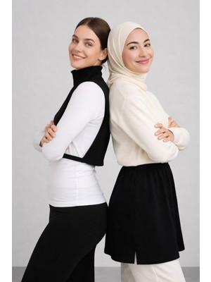 Mirach 2'li Paket Yırtmaçlı Etek ve Dik Yaka Kolsuz Boyunluk Seti