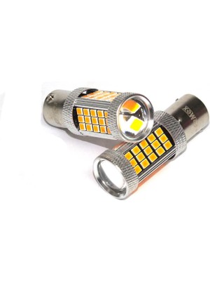 3 Tıkla Premium FX4035 Serisi Mercekli  66 Led Turuncu Tek Duy Sinyal Ampülü Süper Parlak İki Adet