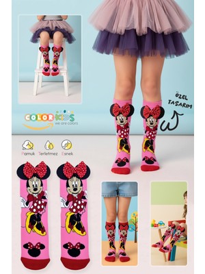 Color Socks 1 Çift Özel Animasyon Karakterli Kurdela Dizaltı Çocuk Çorap (Soft Touch)