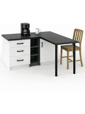 T Designo Nara Mutfak Adası -L Mutfak Adası -3 Çekmeceli 1 Kapaklı - Çok Amaçlı Dolap - Alt Modül - Kiler -130 cm