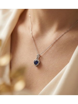 Usho Jewelry Pırlanta Modeli Kalp Kolye 925 Ayar Gümüş