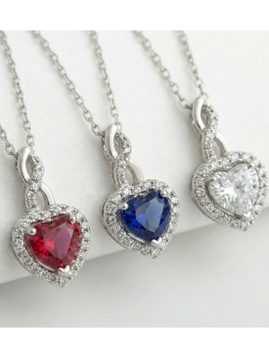 Usho Jewelry Pırlanta Modeli Kalp Kolye 925 Ayar Gümüş