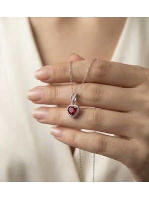Usho Jewelry Pırlanta Modeli Kalp Kolye 925 Ayar Gümüş