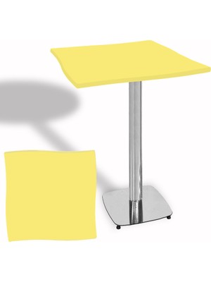 Dockers Dalgalı Kare Bistro Wermodin Masa 67X67 cm Tokyo Serisi (Kromnikel) - Neon Sarı