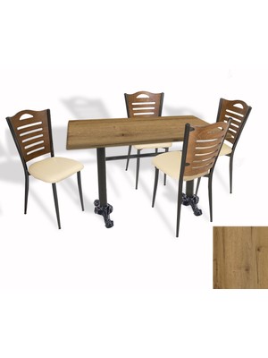 Dockers Çipa Döküm Ayak - Papelli Sandalye Mutfak Masa Takımı (Werzalit, Wermodin ve Allzalit Tabla) - Canyon Palace Oak - Krem - 80X140