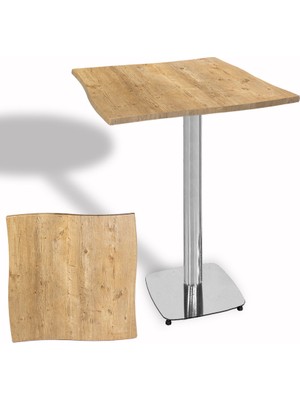 Dockers Dalgalı Kare Bistro Wermodin Masa 67X67 cm Tokyo Serisi (Kromnikel) - Avalon Pine