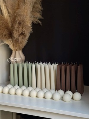 Lumieri Candle El Yapımı Kokusuz Çokgen Yuvarlak Dekoratif Mum– 4'lü