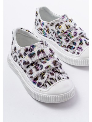 Kız Çocuk Ortopedik Leoparlı Desenli Cırtlı Spor Ayakkabı