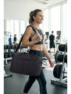 Kaff Büyük Boy Siyah Unisex Önü Cepli Ayarlanabilir Omuz Askılı Spor Fitness El ve Seyahat Çantası -00803