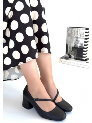 SEPET365 Kier Siyah Cilt Topuklu Ayakkabı