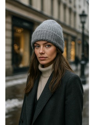 Yake Store  Kadın Beyaz Yünlü Basic Bere BERE1141 - Antrasit