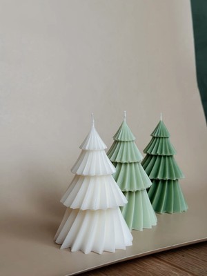 Lumieri Home Candle El Yapımı Dekoratif Mum Soya Wax Yılbaşı Ağacı Mum – 10 cm 3'lü