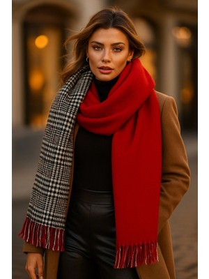Yake Store  Kışlık Trend Siyah Ekose Desenli Atkı - Şıklık ve Sıcaklık Için Tasarlandı SAL1212 - 1