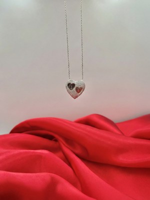 Kişiselleştirilebilir 925 Ayar Gümüş Taşlı Kalp Kolye – Harf Detaylı | Silveria Jewels