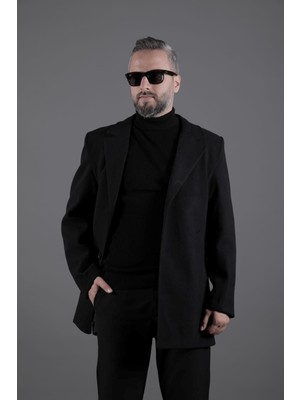 Ohepmoda Düğmeli Düz Erkek Kaşe Kaban