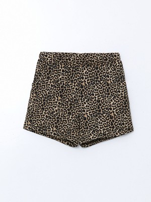 Lc Waikiki Yeni Sezon Beli Lastikli Leopar Desenli Kız Çocuk Şort